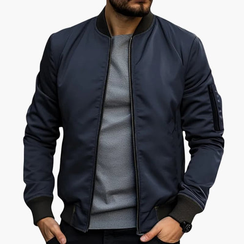 Men's Bomber Jacket – Zip-Up Ribbed Hem