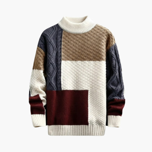 Men's Patchwork Knit Sweater – Textured