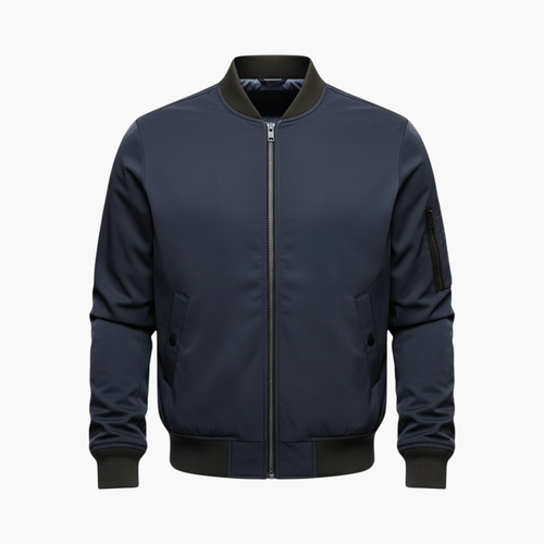 Men's Bomber Jacket – Zip-Up Ribbed Hem