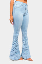 High Waisted Shirred Jeans