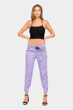 High Waist Cargo Pants with Belt