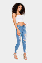 Distressed High Rise Skinny Jeans