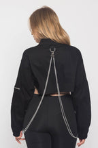 Cropped Shirt Jacket with Chains