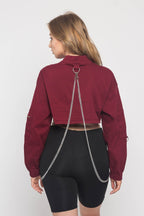 Cropped Shirt Jacket with Chains