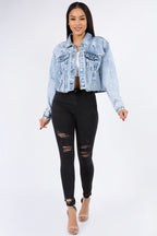Cropped Chained Denim Jacket