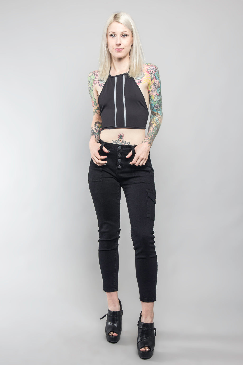 Buttoned Skinny Cargo Pants