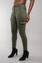 Buttoned Skinny Cargo Pants