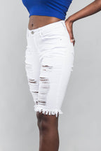 Double Sided Distressed Bermuda Shorts