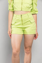 High Rise Neon Cargo Shorts