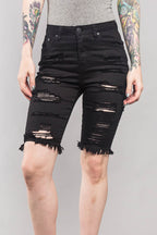 Double Sided Distressed Bermuda Shorts
