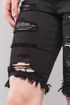 Double Sided Distressed Bermuda Shorts