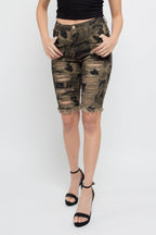 Double Sided Distressed Bermuda Shorts