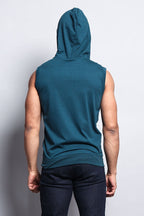 Eyelet Sleeveless Contrast Hoodie