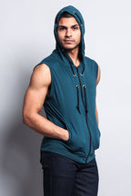 Eyelet Sleeveless Contrast Hoodie