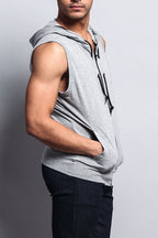 Eyelet Sleeveless Contrast Hoodie