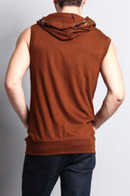 Eyelet Sleeveless Contrast Hoodie