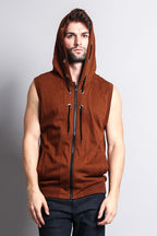 Eyelet Sleeveless Contrast Hoodie