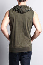 Eyelet Sleeveless Contrast Hoodie