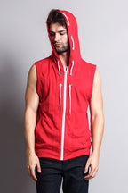 Eyelet Sleeveless Contrast Hoodie