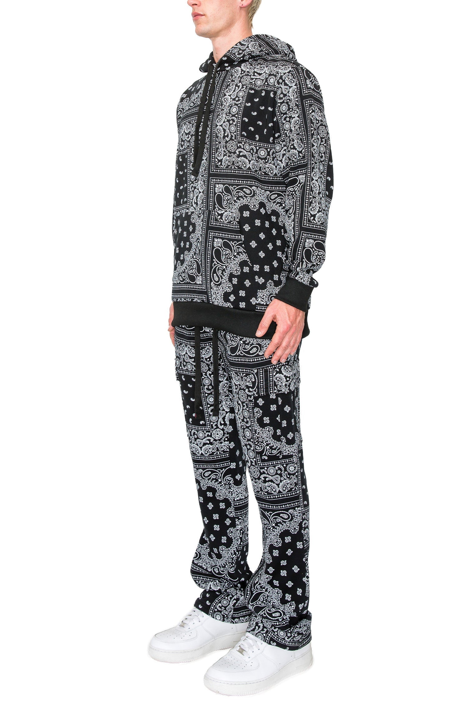 Men's Bandana Pullover Cargo Flared Fleece Set