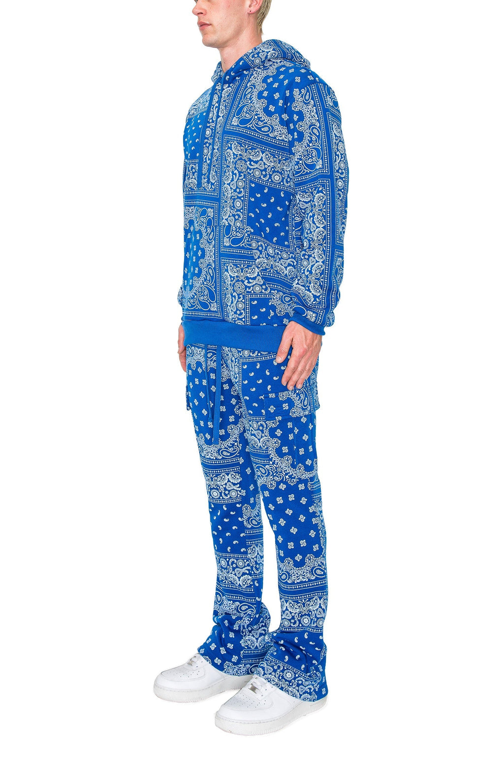 Men's Bandana Pullover Cargo Flared Fleece Set