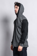 Contrast Waffle Knit Thermal Lightweight Hoodie