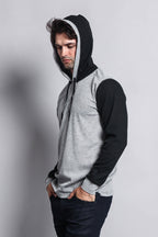 Contrast Waffle Knit Thermal Lightweight Hoodie