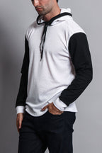 Contrast Waffle Knit Thermal Lightweight Hoodie