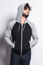 Men's Raglan Light Weight Zip Down Hoodie