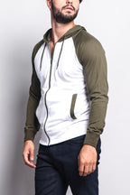 Men's Raglan Light Weight Zip Down Hoodie
