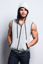 Lightweight Sleeveless Contrast Hoodie