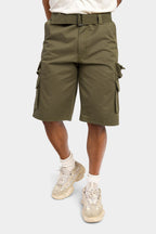 Essential Solid Relaxed Fit Chino Cargo Shorts