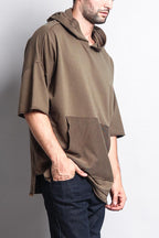 Men's Over Sized Hooded T-Shirt With Extended Hem