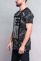 Metallic American Flag Marble Print T-Shirt