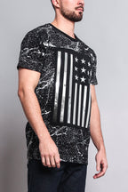 Metallic American Flag Marble Print T-Shirt