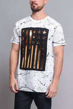Metallic American Flag Marble Print T-Shirt