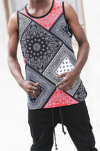 Men's Diagonal Bandana Mix Tank Top