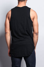 Basic Long Length Curved Hem Tank Top