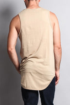 Basic Long Length Curved Hem Tank Top