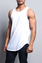 Basic Long Length Curved Hem Tank Top