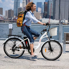 PEXMOR Electric Bike for Adults 350W (Peak 500W) City Commuter Ebike 36V 12.5AH Removable Battery 26" Cruiser Electric Bicycle Shimano 6-Speed | Dual Shock Absorber | Basket