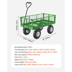 KFFKFF Mesh Steel Garden Cart 900 Lbs, 38 x 22 " Heavy Duty Utility Wagon Cart, Metal Garden Trolley with 10" Wheels, Removable Mesh Sides, 180 Swiveling Handle (Green)