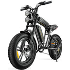 AKEZ Retro Style 1000W Electric Bike - 28mph, 94 Mile Range, 20"x4.0" Fat Tires, Full Suspension, 7-Speed, UL Certified