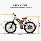 Aostirmotor 1500W Electric Mountain Bike, 26" Fat Tires, 48V 15Ah Battery, Aluminum Frame, Disc Brakes, Shimano 7-Speed, Suitable for Adults