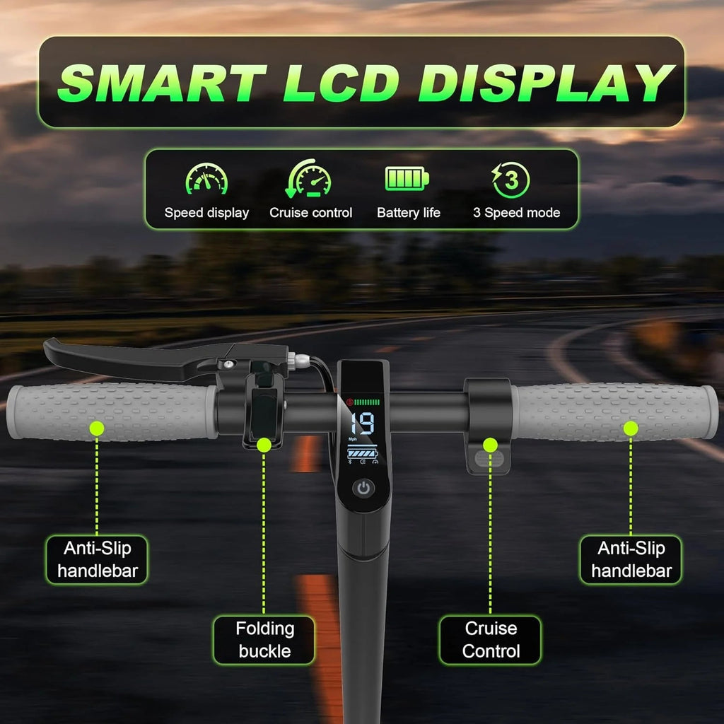 Electric Scooter - 8.5" Solid Tires, 350W Motor, Up to 19 MPH and 21-23 Miles Long-Range Portable Foldable Commuting Scooter for Adults with Double Braking System and App