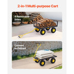 KFFKFF Mesh Steel Garden Cart 900 Lbs, 38 x 22 " Heavy Duty Utility Wagon Cart, Metal Garden Trolley with 10" Wheels, Removable Mesh Sides, 180 Swiveling Handle (Green)