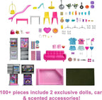 Barbie 60th Anniversary DreamHouse Playset with 2 Dolls, Car & 100+ Accessories