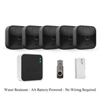 Blink Outdoor 5 Camera Kit - Wireless Weather-Resistant 1080p HD Security System with Night Vision & Local Storage