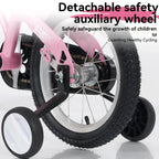 Baprem 18" Girls Bike for 5-9 Years Old Kids, Cute Kids Bike with Training Wheels, Steel Frame Sporty Children Bicycle, Pink