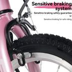 Baprem 18" Girls Bike for 5-9 Years Old Kids, Cute Kids Bike with Training Wheels, Steel Frame Sporty Children Bicycle, Pink